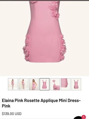 JW PEI Pink Rosette Applique Mini Dress
